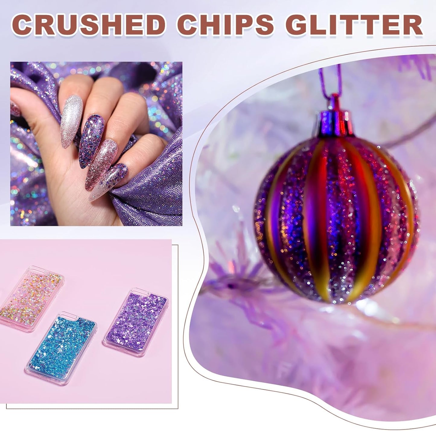 uxcell 6 Colors Crushed Glass Chips, 1-3mm Irregular Glitter Metallic Glass Broken Glasses Pieces with Laser Bag for Craft DIY Vase Epoxy Halloween Decoration 31.5g, Multicolored