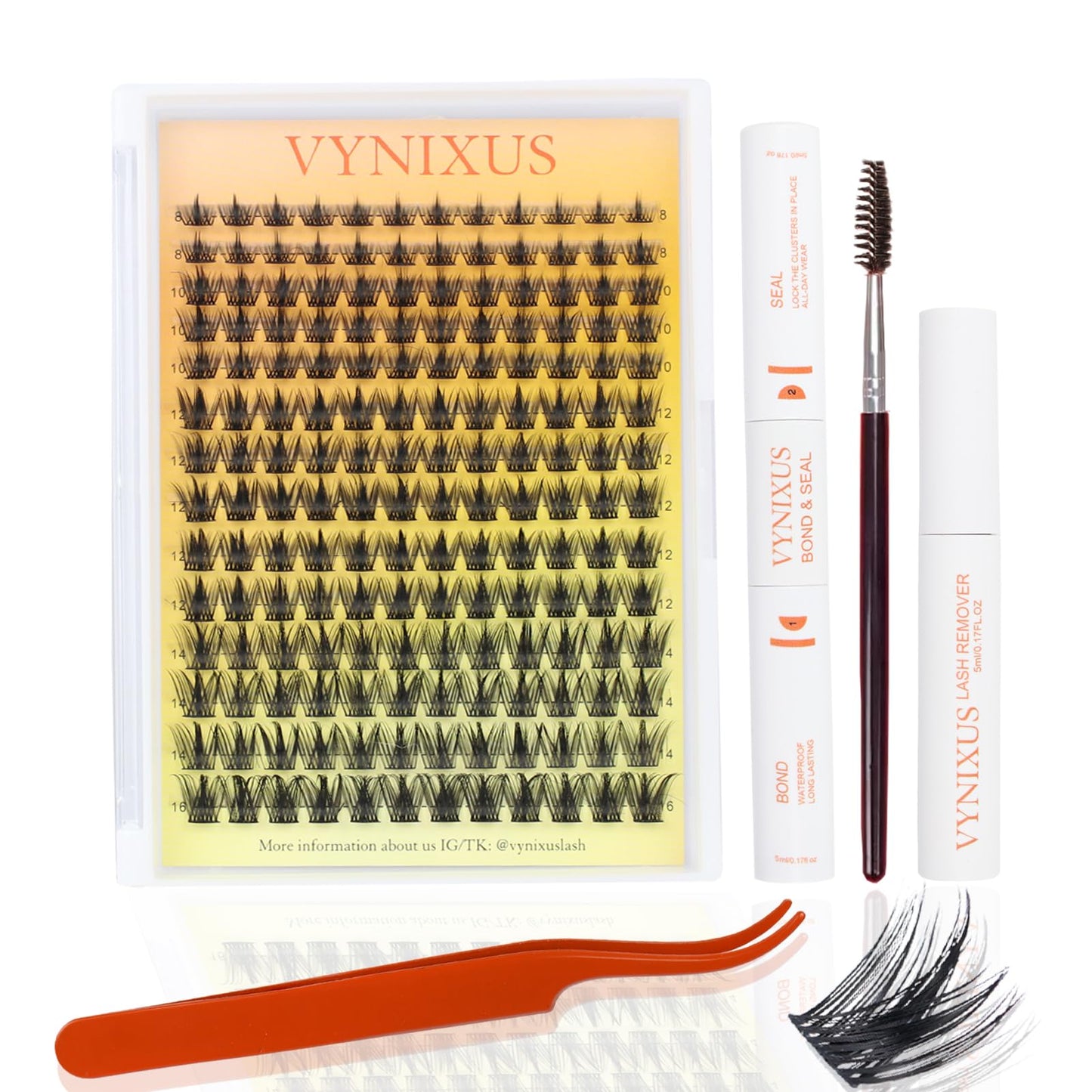 Lash Clusters Kit Wispy Eyelash Clusters DIY Lash Extension Kit with Lash Bond and Seal Waterproof Lash Glue Remover Tweezers Br