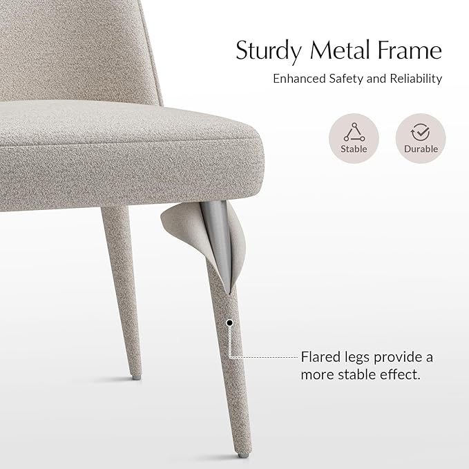 HULALA HOME Modern Dining Chairs Set of 4，Taupe Fully Chenille Upholstered Dining Room Chairs Set with Foot Peg, Solid Wood Frame, Armless Kitchen Accent Chairs for Living Room Bedroom Reception