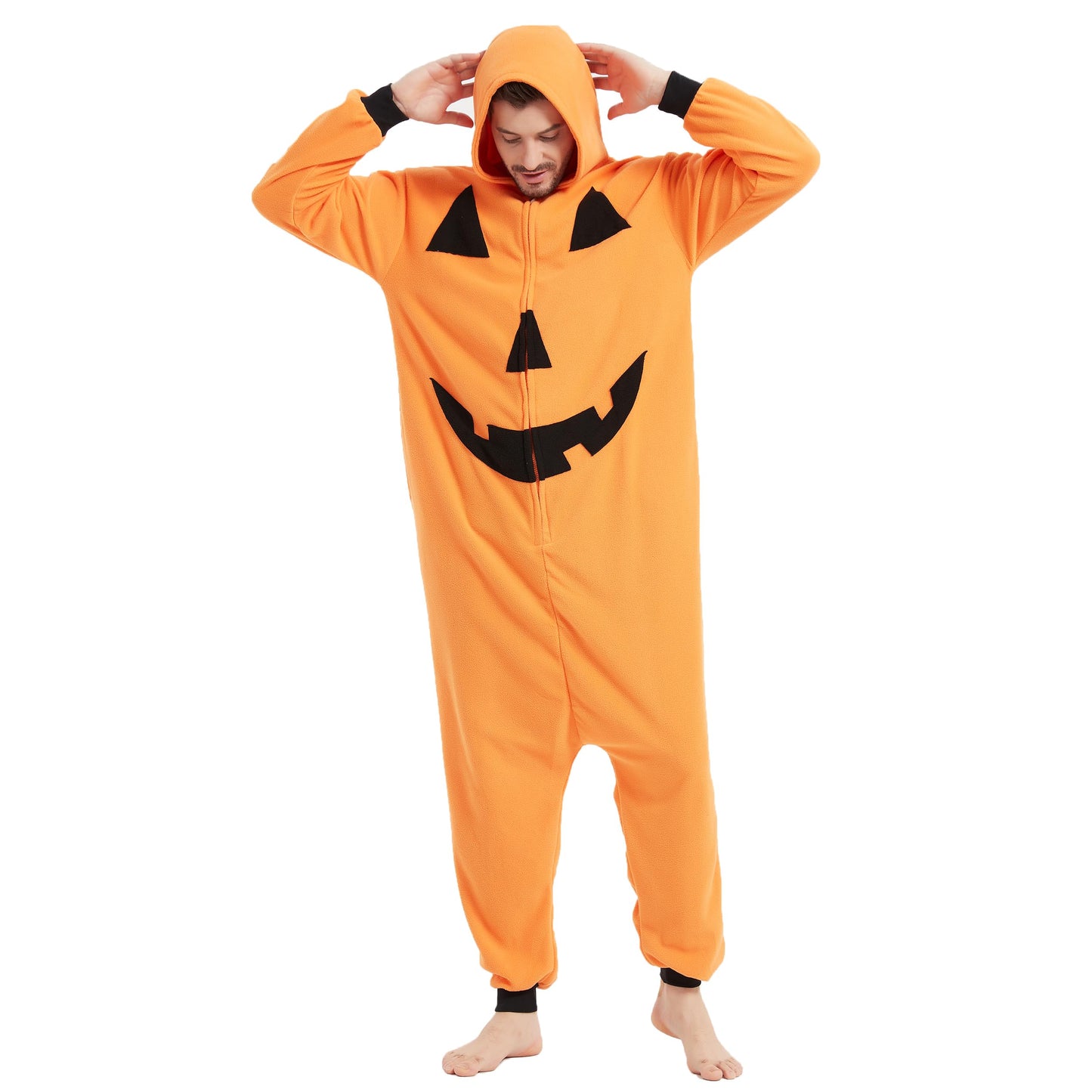 MAJ&COS Halloween Pumpkin Onesies Animal Pajamas Onesie Adult Cartoon Cosplay Christmas Costume For Women Men