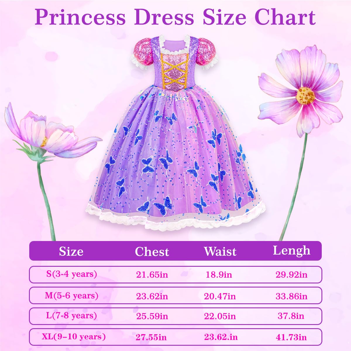 Meland Princess Dresses for Girls - Light Up Princess Costume for Little Girls, Halloween Costumes for Toddler Age 3-10, Birthday Gift for Girl (7-8 Years)