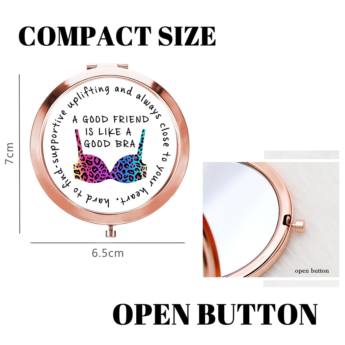 GAOLZIUY Funny Friend Gifts for Women, Friendship Gifts for BFF Sister, Best Friends Rose Gold Compact Mirror, Birthday Wedding