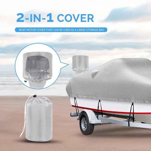 Plscoverit Boat Covers 17-19ft, Heavy Duty 1200D Oxford Waterproof Trailerable Boat Cover, UV Resistant Bass Boat Covers with Motor Cover, Fits V-Hull Tri-Hull Fish&Ski Boat, Runabout