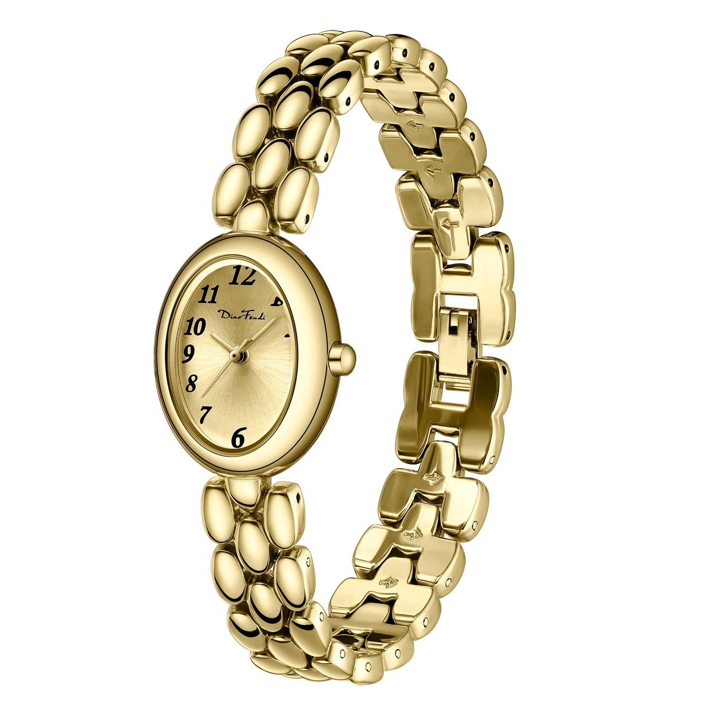 Diaofendi Women’s Gold Quartz Watch Updated Small Luxury Wristwatch with Stainless Steel Band, Stylish Casual Bracelet, and Included Tools (All Gold)
