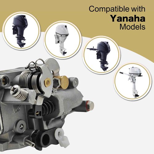 JLM MARINE 68T14301 Boat Engine Carburetor for Yamaha 4 Stroke 6 8 9.9 HP Outboard Motors 68T-14301-11 68T-14301-10