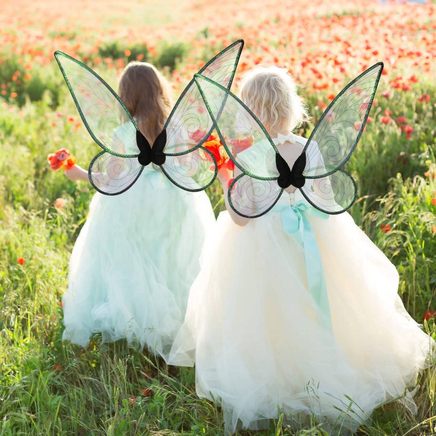 Lucakuins Fairy Wings for Girls Halloween Costumes,Butterfly Fairy Wings for Fairy Costumes Sparkle Fairy Princess Wings Party Favor (Black fairy wings)