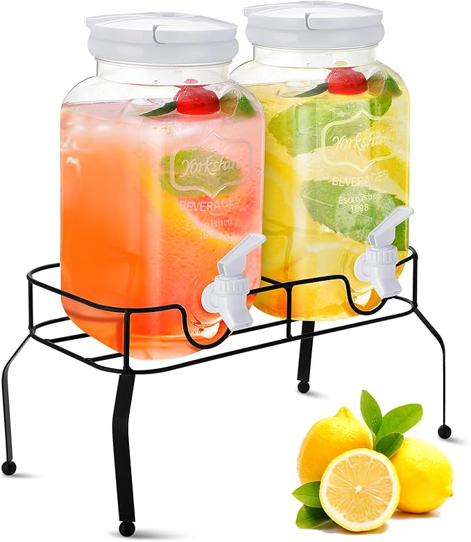 Teenyyou 2 Pcs Plastic Drink Dispensers for Parties Halloween Beverage Dispenser with Stand and Spigot Juice Lemonade Jars...