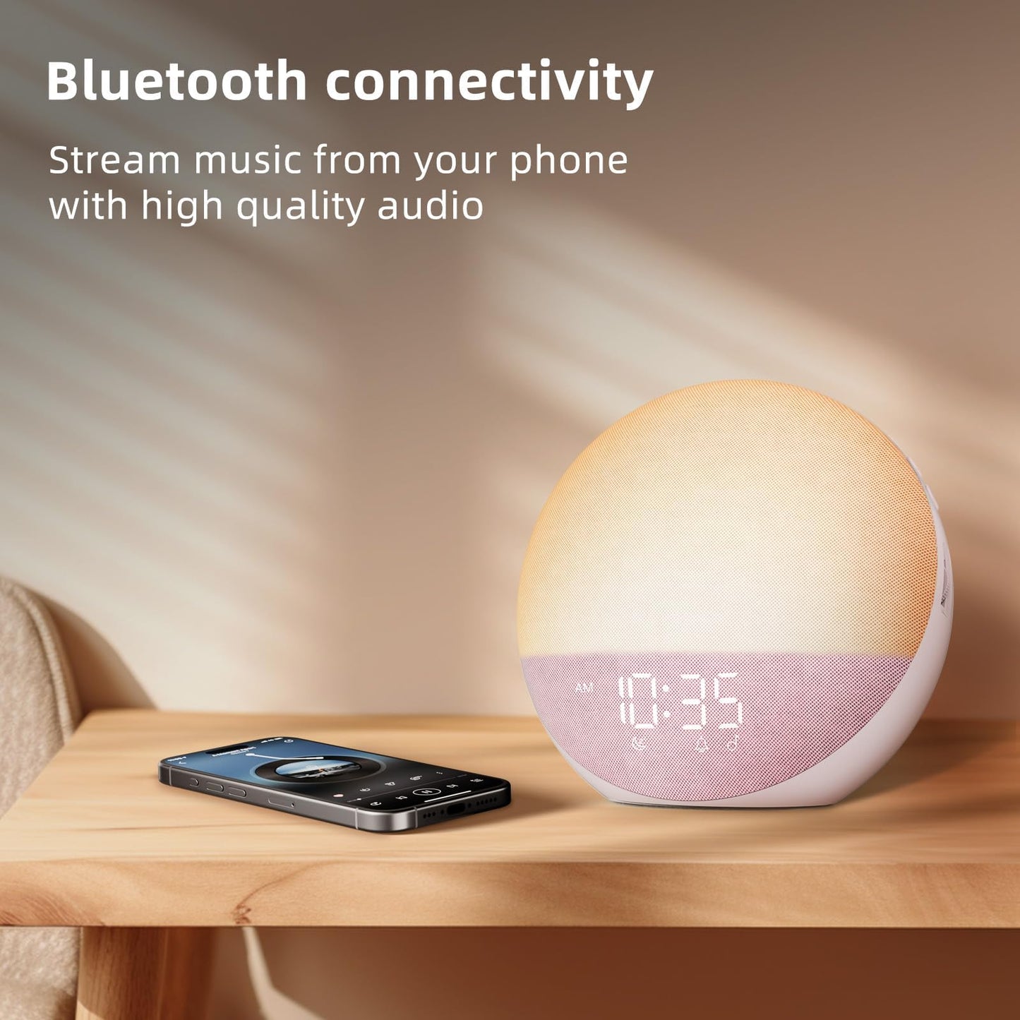 Odokee Sunrise Alarm Clock White Noise Machine: Natural Wake Up Light - Dimmable Clock with Bluetooth Speaker for Bedroom - 25 Sleep Sounds for Baby Adults Kids Sakura Pink