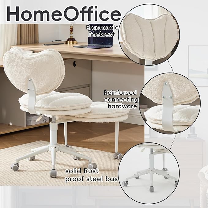 Meditation Chair with Wheels, Ergonomic Criss Cross Chair, Adjustable ADHD Floor Sitting Chair, Swivel Cross Legged Office Chair with High Back, Kneeling Posture Chair, Comfortable Fabric（Beige）