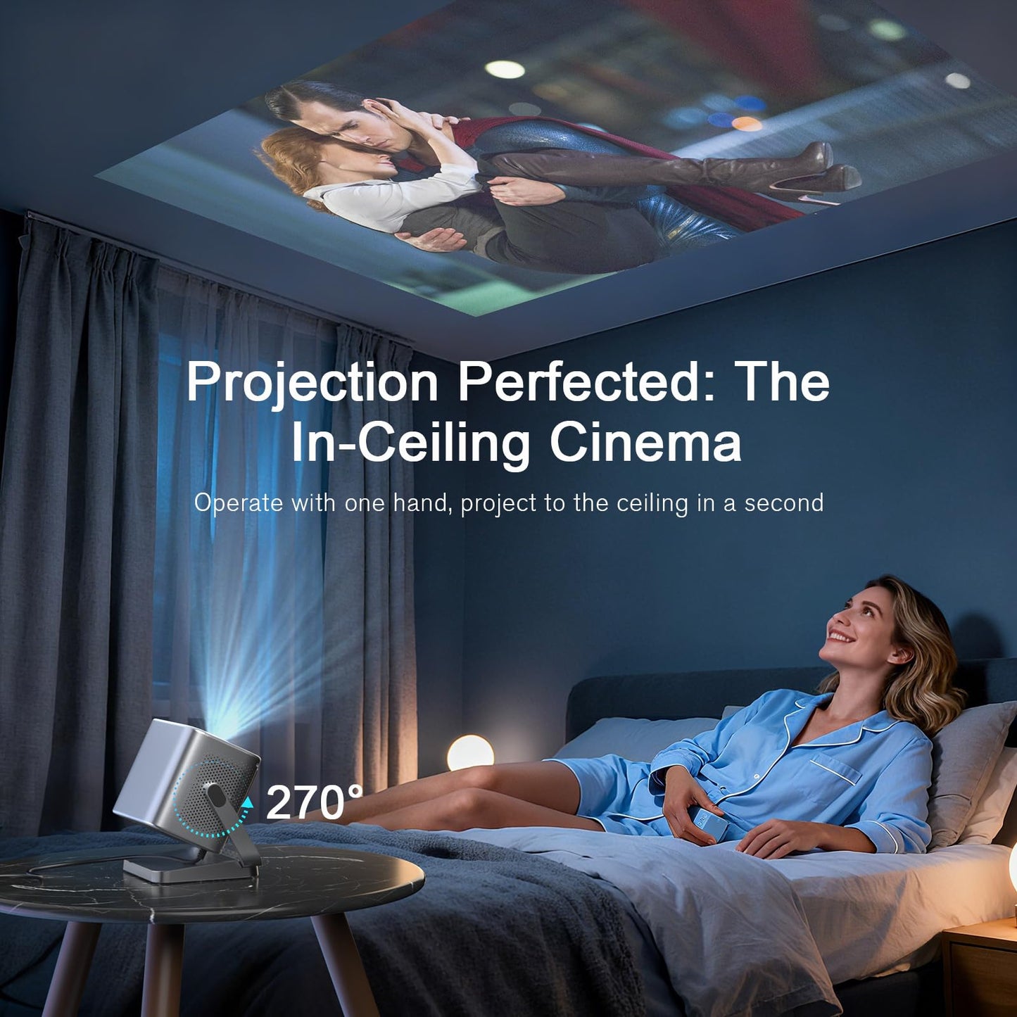 [Now with Netflix & 4000 ANSI] 4K Projector with WiFi and Bluetooth, Auto Focus Keystone & Dolby Audio, Smart Outdoor Projector with Adjustable Stand for Home Bedroom (grey）