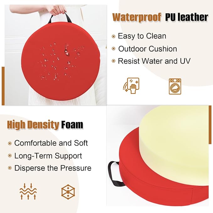 M Mute Touch 6 Pcs Flexible Floor Cushion, Waterproof Cushions Easy to Clean and Carry,16''x16''x2'' Soft Cushion for Learning Sitting Daycare Chair Yoga and Meditation (PU Leather)