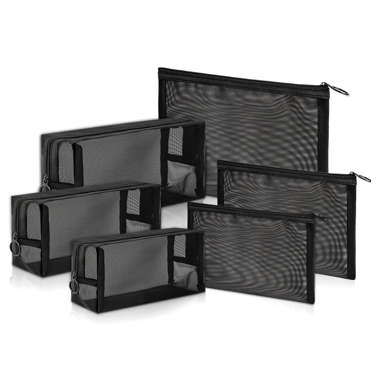 Unoutur pouch,Mesh Cosmetic Bag Portable Makeup Pouch Travel Toiletry Bag for Makeup Organizer Home Office Travel Accessories,6 Pieces Mesh Makeu