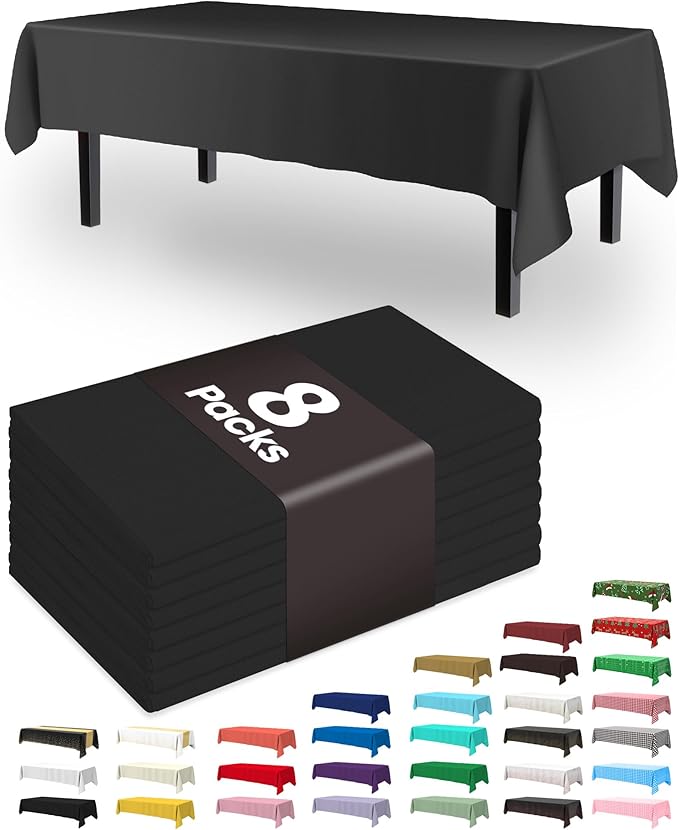 Pureegg Plastic Table Cloth Disposable 8 Pack, 54 x 108 Inch Table Cloths, Graduation Decorations Class of 2025, Graduatio...