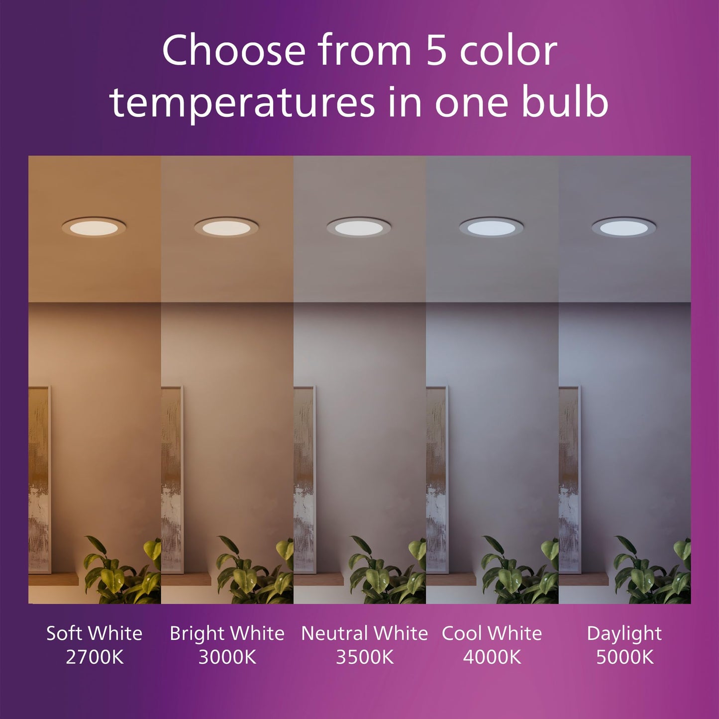 PHILIPS LED 60W Slim 6-inch Canless Downlight 12-Pack Selectable White Multi-CCT 1000 Lumen (12.5W = 60W) Dimmable No Housing Required