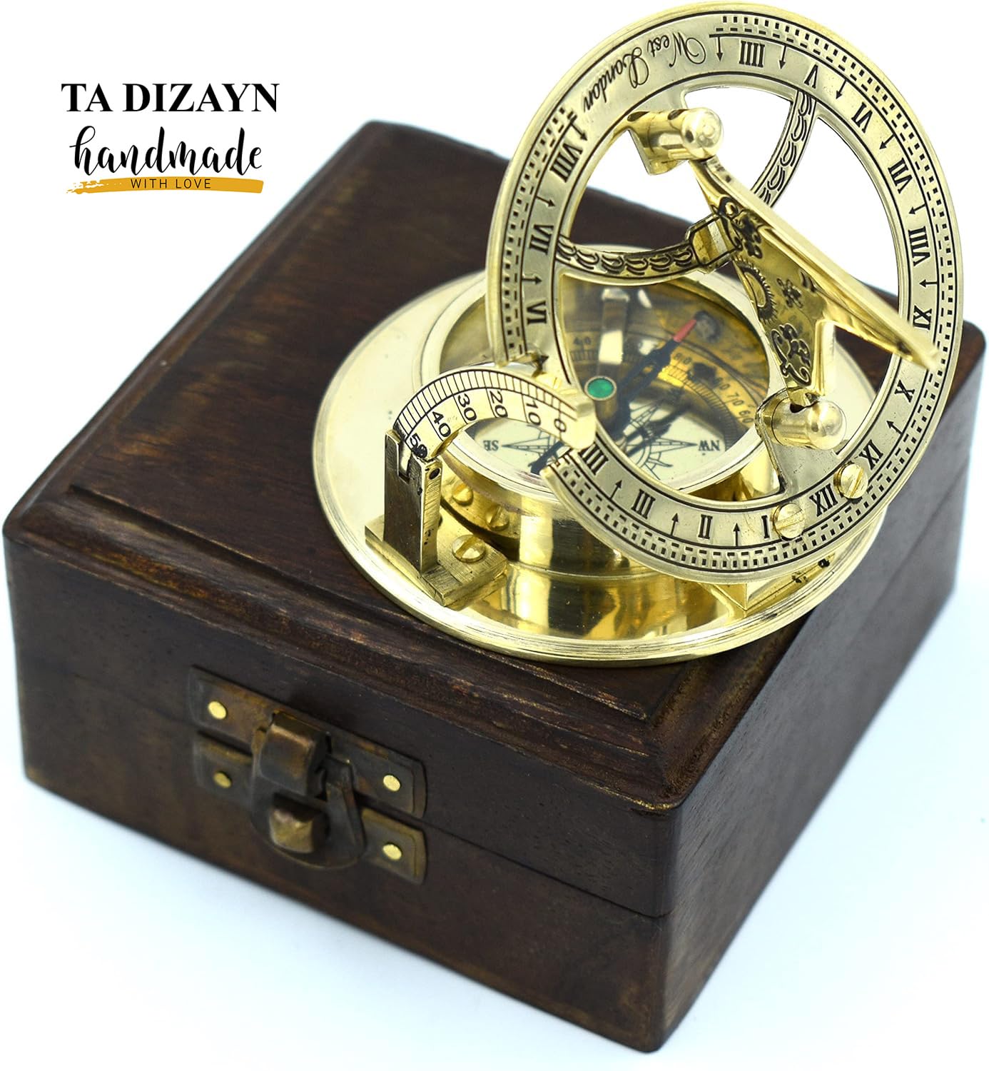 Anniversary Sundial Compass Gift for Him or Her-Unique Gift Ideas for Husband or Wife, Men Wedding Anniversary 50th 40th 25th 20th Year Celebration, Naval Maritime Pocket Watch Clock, Sun Clock