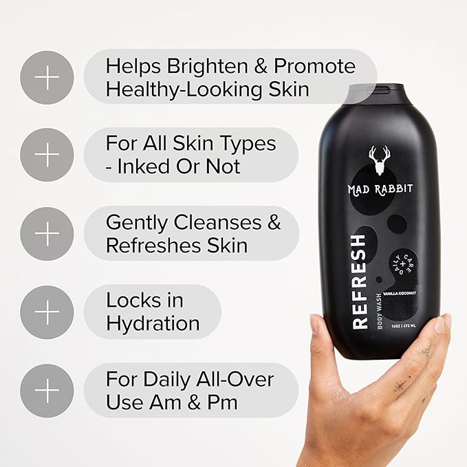 Tattoo Aftercare Bundle – Tattoo Balm & Refresh Body Wash – Gently Cleanses & Hydrates Skin – Clean Ingredients for All Skin & Ink Types