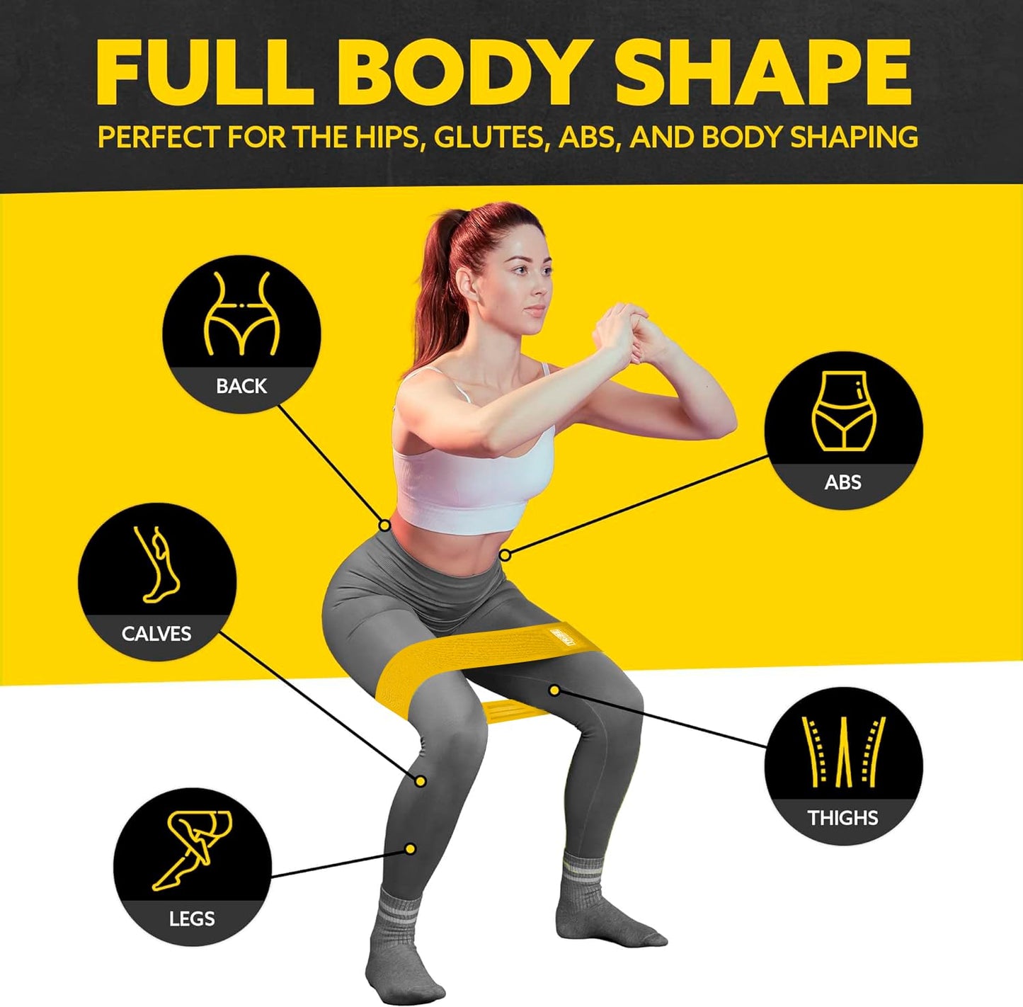 Tribe Lifting Fabric Resistance Bands for Exercise - Hip Bands for Working Out Legs, Glutes, Knees and Thighs for Men and Women - Cloth Circle Booty Bands for Physical Therapy (Yellow)