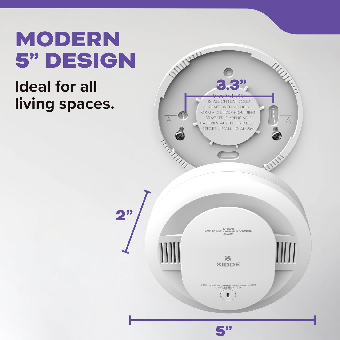 Kidde Smoke & Carbon Monoxide Detector, 10-Year Battery Powered, Voice Alerts, LED Warning Light Indicators