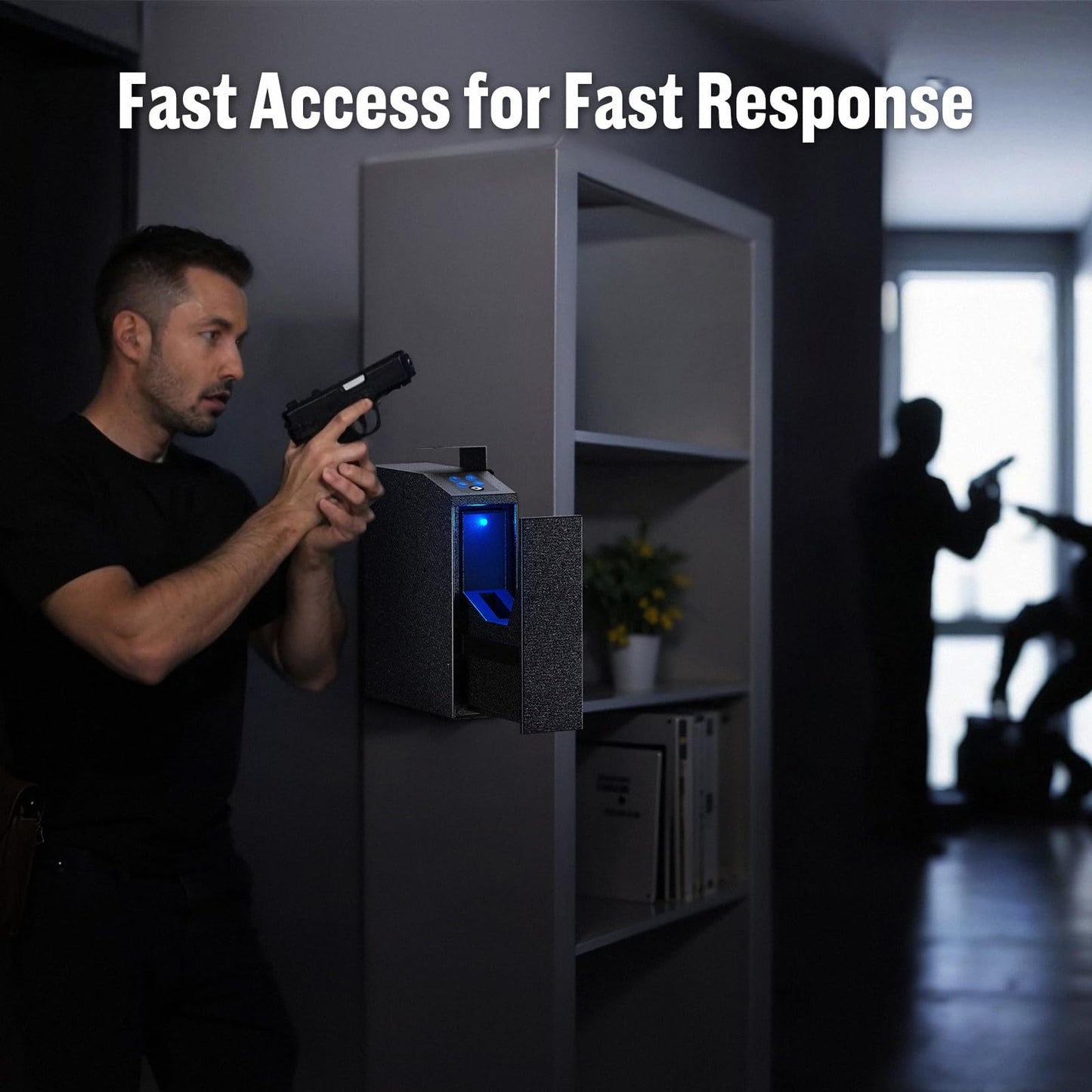 ADIMO Gun Safe for Handgun, Handgun Safe Accessories for Wall and Nightstand, Bedside Handgun Safe w/ 3-6 Digit Code, Silent Mode LED Light for Quick Access, Hidden Pistol Safe for Car/Truck/Bedside