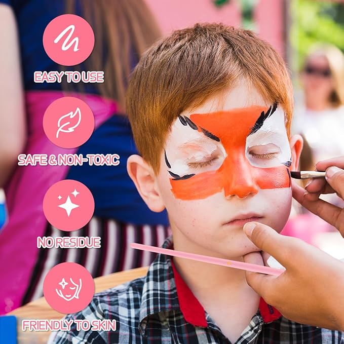 Face Painting Kit Professional Face Body Paint Oil Palette 36 Colors Include 8 UV Glow Colors Brushes Glitter Gel Sponges Facepaint Sticks Gems Stickers For Kids and Adult