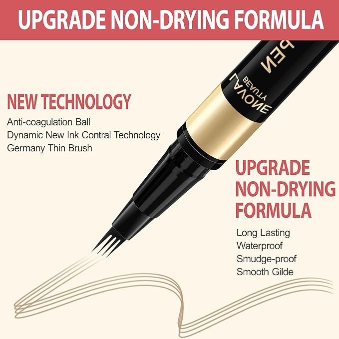 LAVONE Eyebrow Pen, 2-in-1 Eyebrow Pencils for Women with 4 Tip Microblading Eyebrow Pencil and Curved Precise Brow Pencil, Waterproof Eyebrow Pencil Create Full, Natural Hair-Like Brows, Taupe