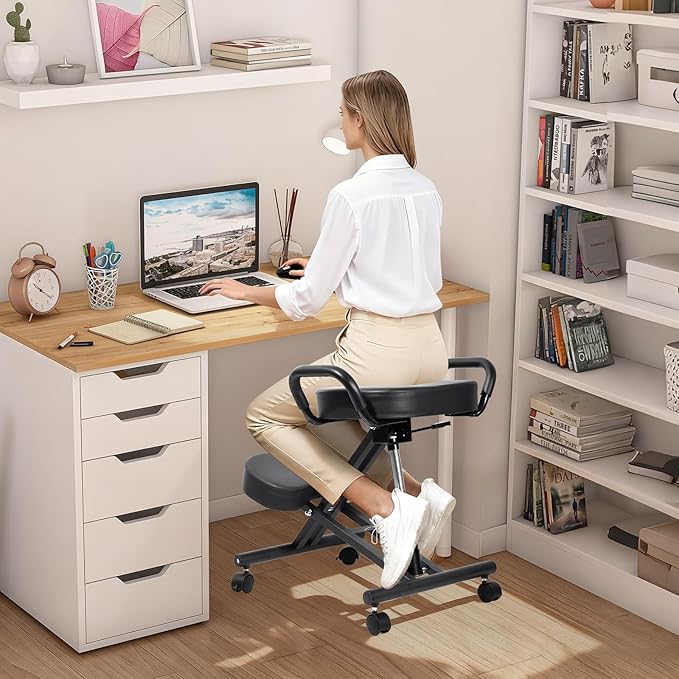 Kneeling Chair, Ergonomic Kneeling Chair, kneelings Office Chairs with Adjustable Height and Lumbar Support for Banking Meeting Room Office Home Reception,Improve Postures,