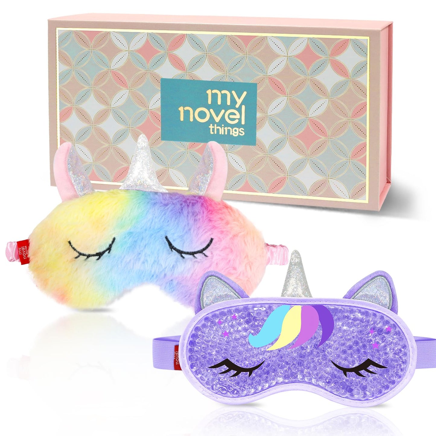 my novel things Cooling Eye Mask and Sleep Mask Cover Rainbow Birthday Cute Gifts Teens Women, Cold Warm Compress for Dry Eyes Spa at Home Travel Plush Blindfold Sleeping