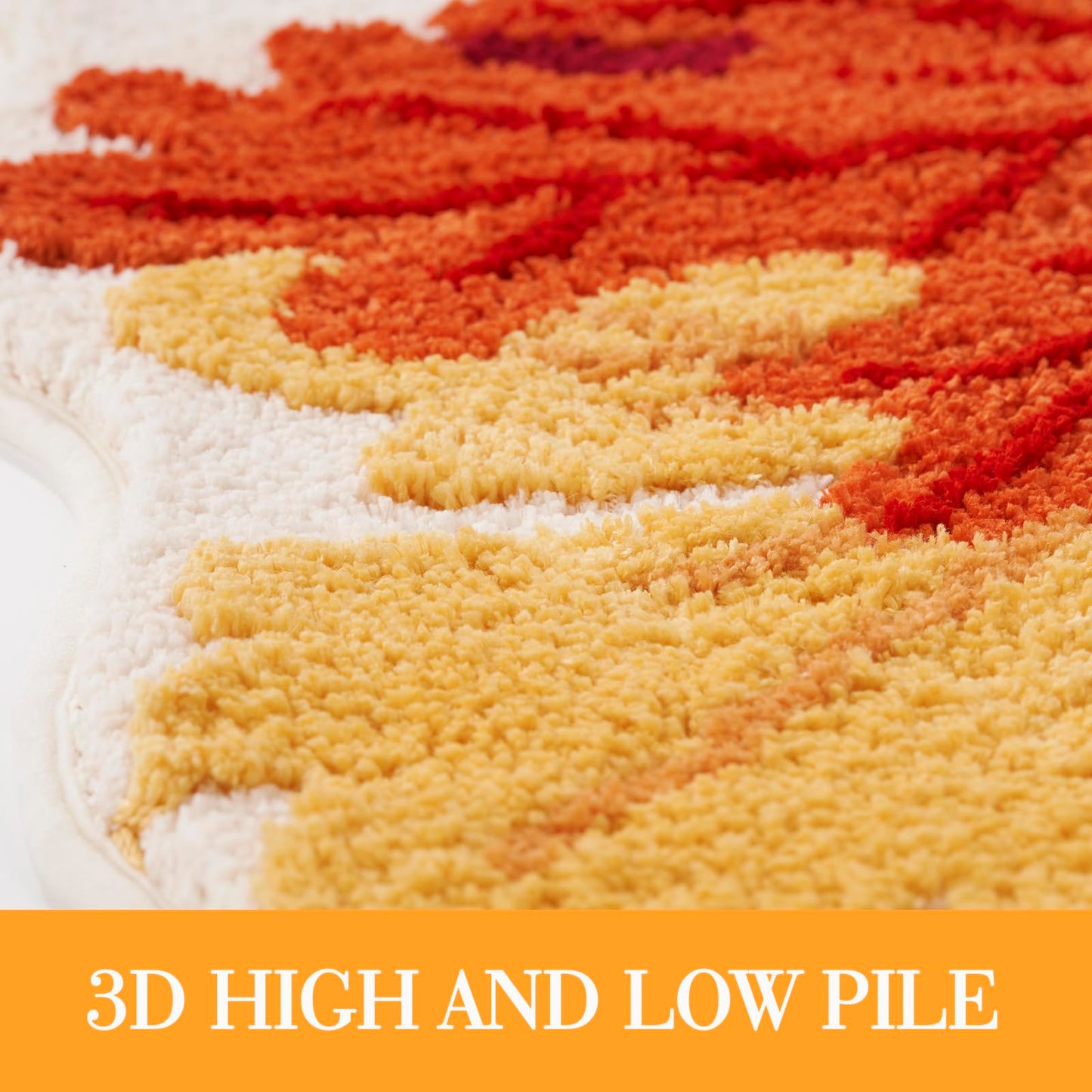 DyeFury Maple Leaf Rug, Cute Fall Decor for Autumn Farmhouse Bathroom Kitchen, Non-Slip Fun Pumpkin Bath Mat, Washable Microfiber Bath Rug, 20'' x 30'', Yellow/Orange/Rust