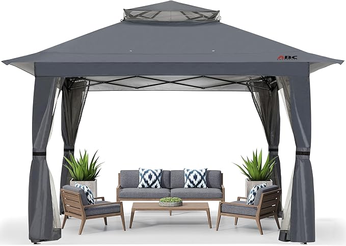 ABCCANOPY 13x13 Pop Up Gazebo, Outdoor Canopy Tent, Instant Screened Shelter with Mosquito Netting for Patio, Garden, Back...
