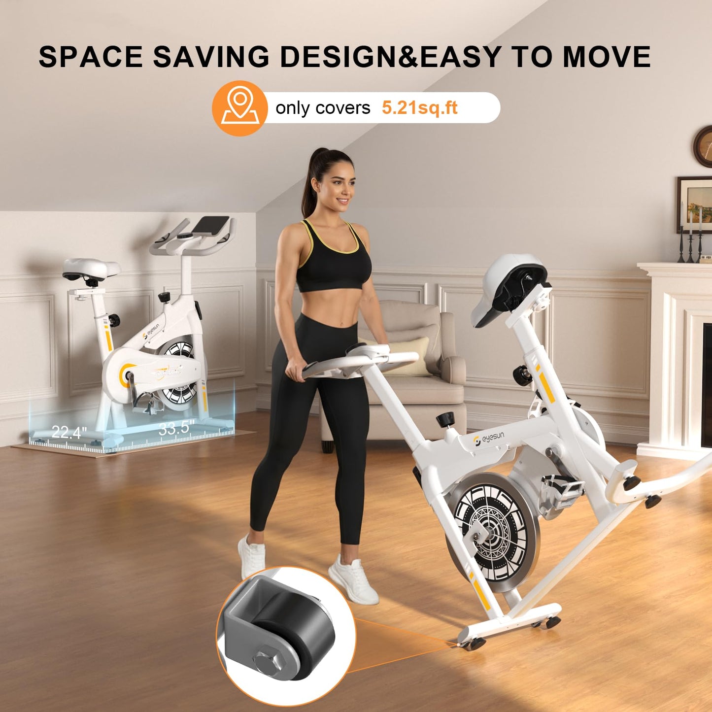Exercise Bikes for Home,Indoor Bike with Adjustable Friction,Brake Pad Resistance Silent Belt Drive,350lbs/300lbs Weight Capacity&Upgraded Version Seat for Home Cardio&Weight Loss(QM-530W)