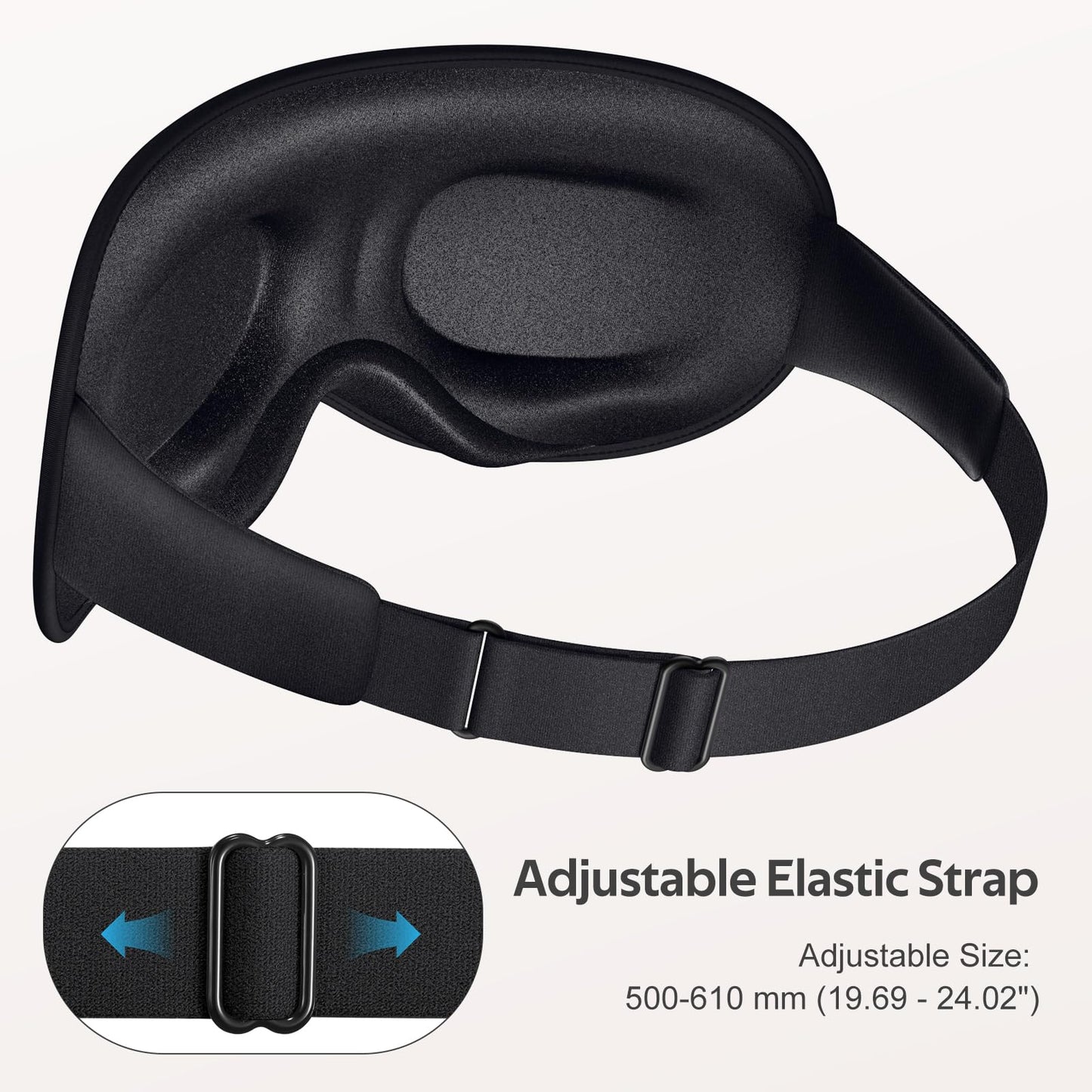 Vynix Sleep Mask for Men Women - 100% Blackout Eye Masks for Sleep - 3D Soft Sleeping Mask for Side Sleepers - Zero Pressure Lash Extensions Eye Cover Shade for Airplane Travel Essentials, Black