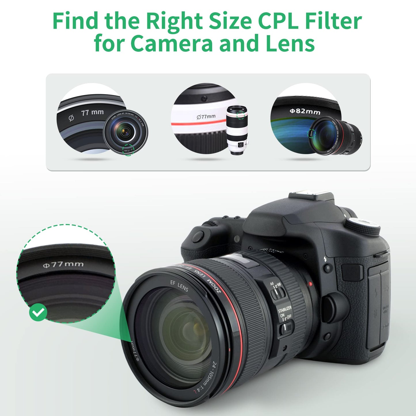 Profezzion 40.5Mm Circular Polarizer Filter For Sony A6000 A6100 A6300 A6400 Zv-E10 With E Pz 16-50Mm Kit Lens, Ultra Slim Multi