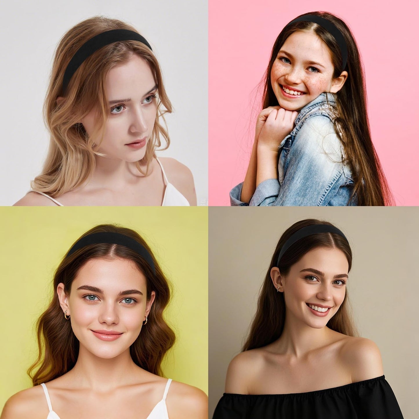 Wecoe 10pcs Headbands for Women Suede Like 1 Inch Wide Black Headband Non Slip Fashion Costume Hair Accessories Women Girls Diad