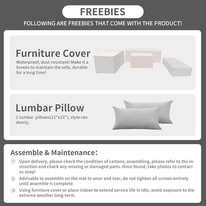 Patio Furniture Set 45 In Outdoor Fire Pits 6 Pieces Outdoor Patio Furniture 60000 BTU Outdoor Propane Fire Pit Table Patio Sofa Outdoor Chairs Anti-slip Cushions Waterproof Covers, Light Grey