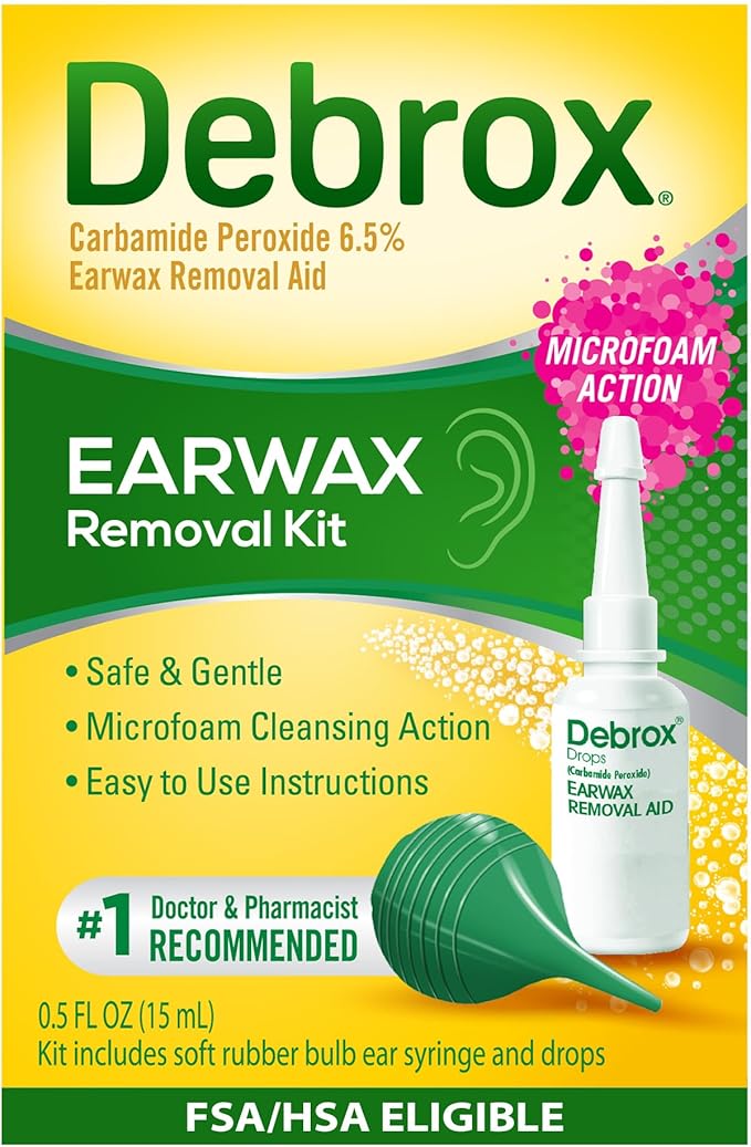 Debrox Ear Wax Removal Kit, Bulb Syringe & 0.5 Fl Oz Ear Wax Removal Drops with Carbamide Peroxide - Remove Earwax Which C...