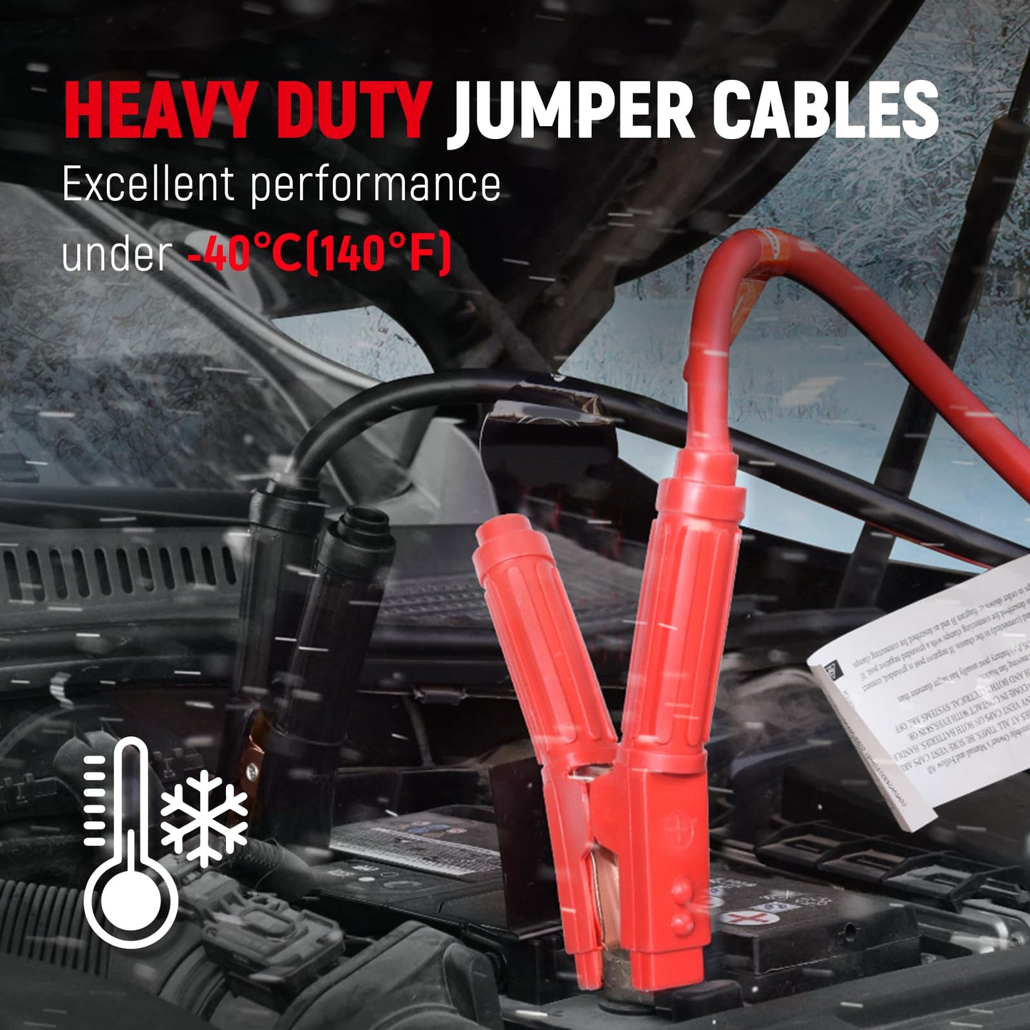 Topdc Heavy Duty Jumper Cables 0 Gauge 20 Feet 1000Amp Booster Cables For Car Battery, 2/0 Gauge Cables For 12V & 24V Diesel Tru