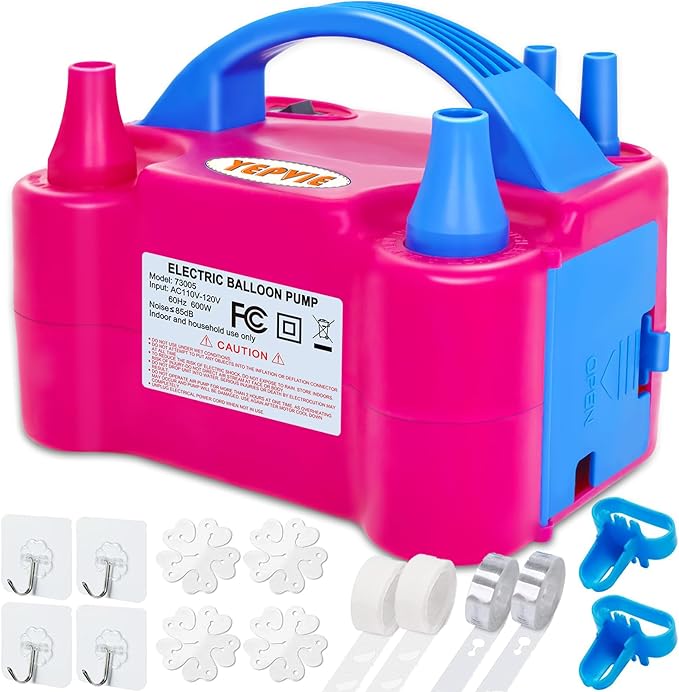 YEPVIE Electric Balloon Pump, Portable 2 Modes Balloon Blower Machine with 14 Balloon Arch Kits, Air Pump for Balloon, Bal...