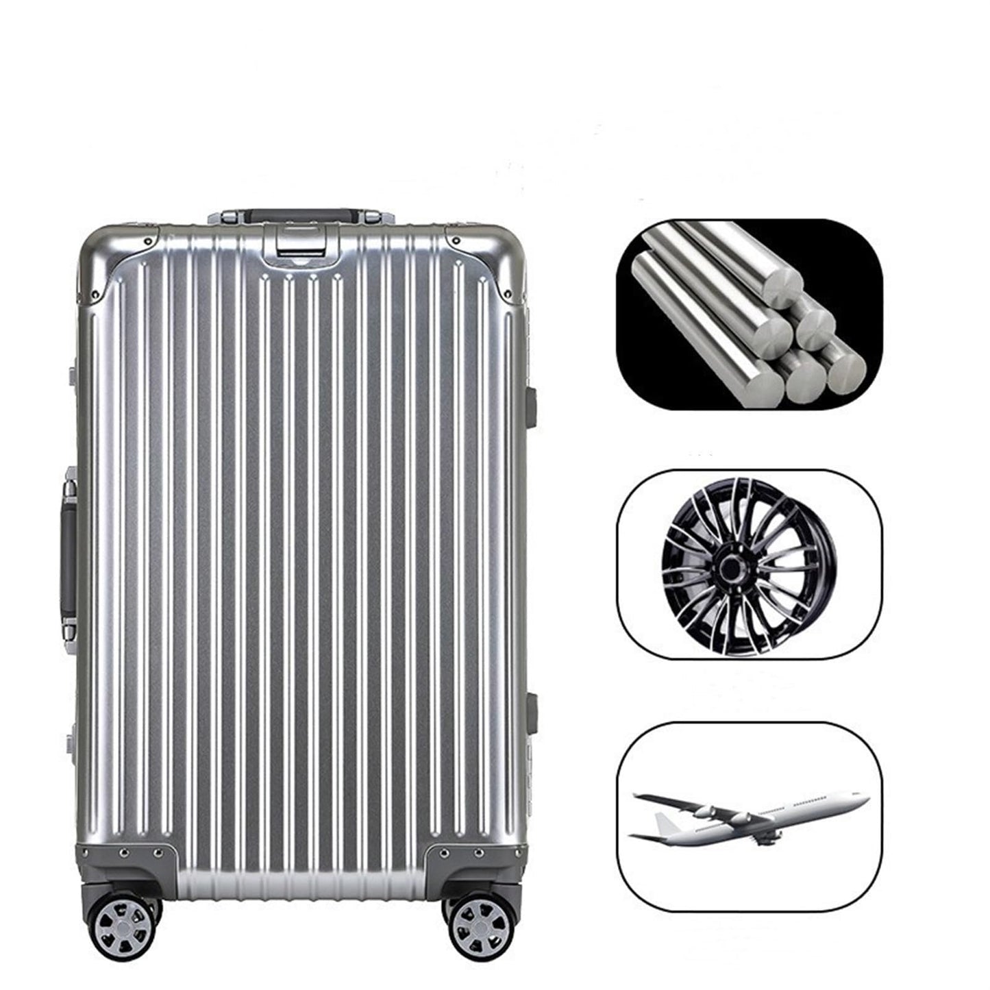 PBENO Suitcase All Aluminum Magnesium Alloy Trolley Case Aluminum Alloy Suitcase Metal Suitcase Portable Suitcase Travel Suitcase (Color : D, Size : 32inch)