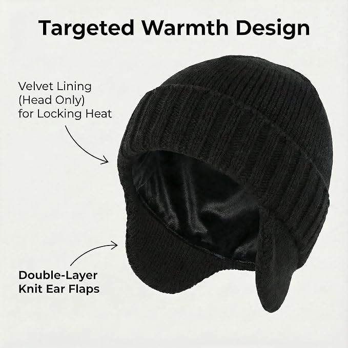 Home Prefer Mens Winter Hat Knit Earflap Hat Stocking Caps with Ears Beanie Hat