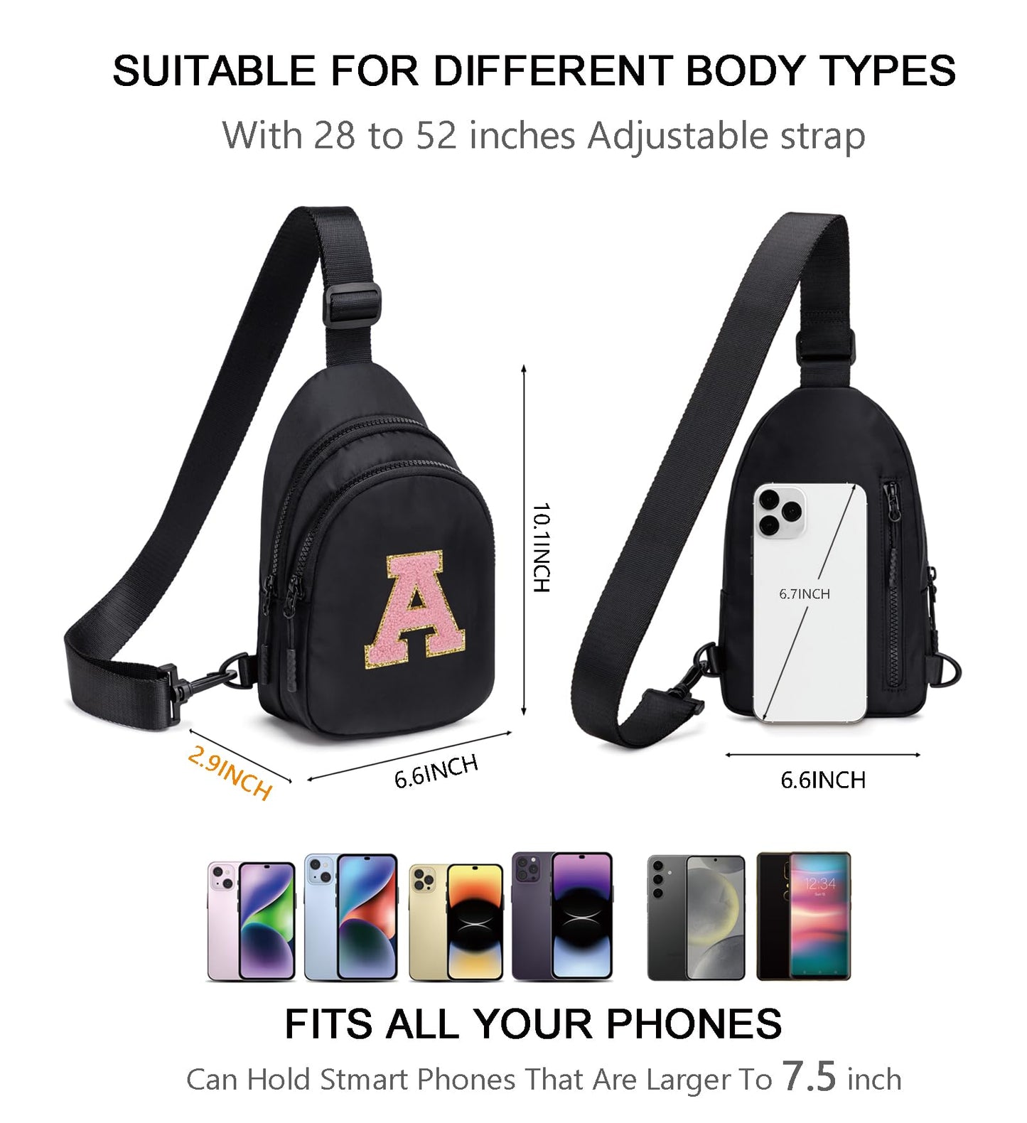 ONLYSIEM Small Initial Crossbody Bag for Girls, Cute Trendy Travel Sling Fanny Pack for Women, Birthday Gifts for Teens