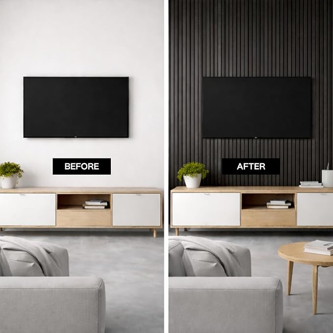 2-Pack Wood Panels for Wall - Acoustic Wood Slat Wall Panels, Soundproof Wooden Paneling for Interior Decor