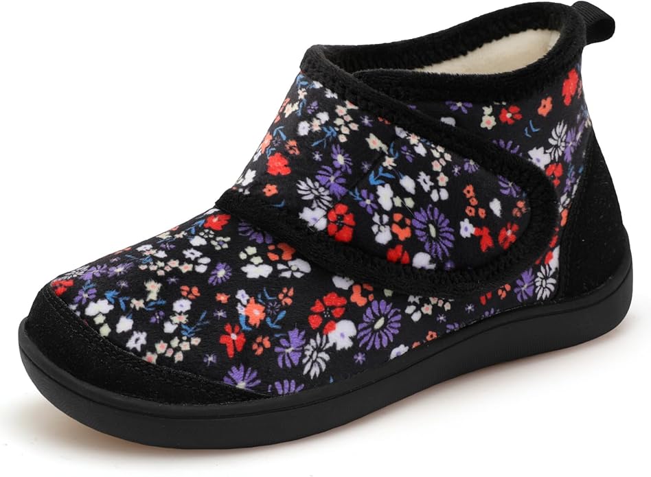 LeIsfIt Slipper Boots for Women Wide Warm House Shoes Non-slip Diabetic Winter Shoes Adjustable Bootie Slippers for Indoor...