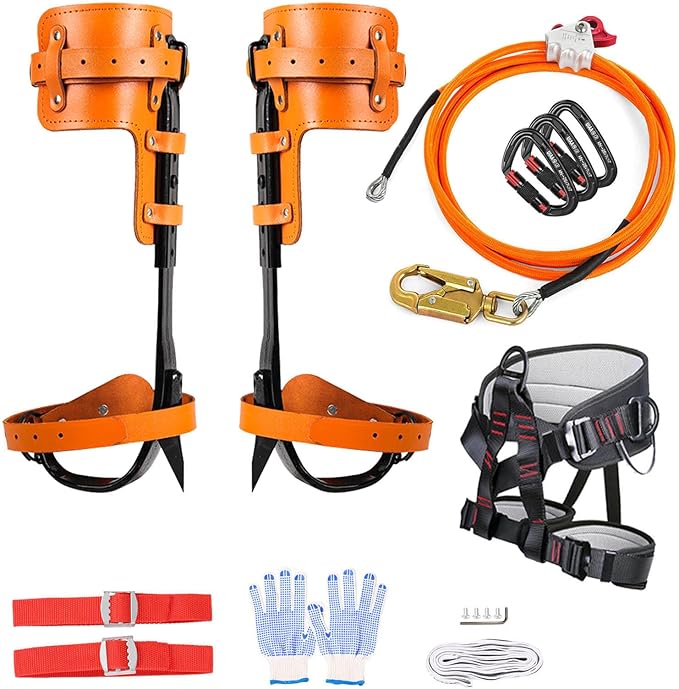 Rohseson Tree Climbing Spikes, Tree Climbing Gear with Non-Slip Pedal, Adjustable Tree Climbing Tool Set