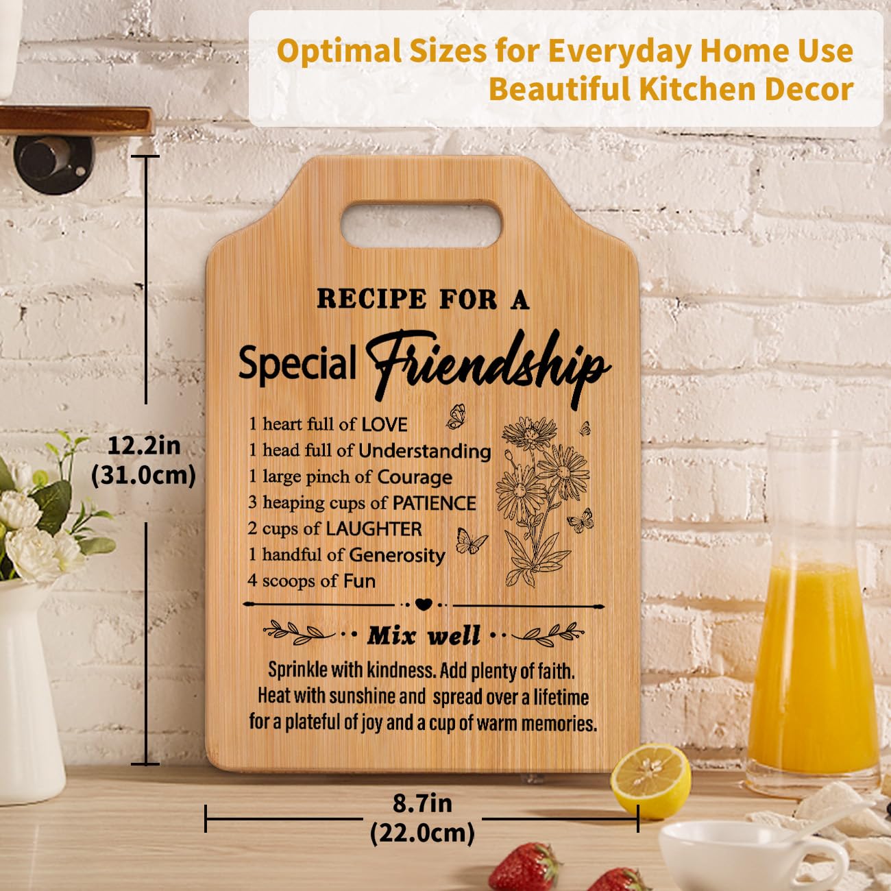 Milcier Friendship Gifts for Women, Birthday Gifts for Women Friendship, Unique Best Friends Cutting Board, Best Friend Christmas Gifts for Woman, Bestie, BFF