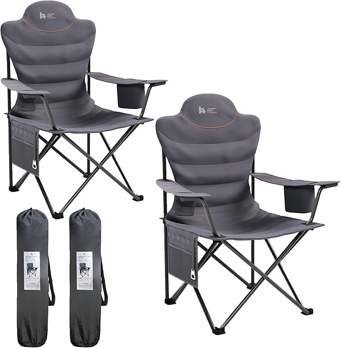OUTSIDER Folding Camping Chair Heavy Duty Folding Chair 400lbs Oversized Outdoor Chairs with Cup Holder, Cooler Bag, Stora...