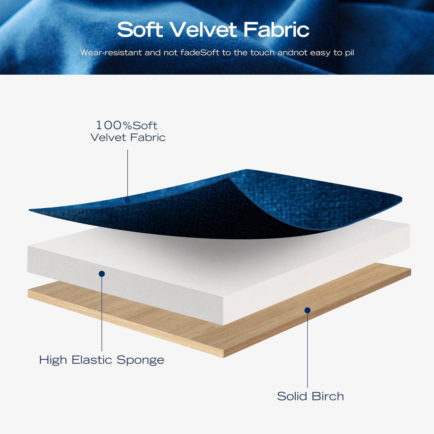 HUIMO 60.2" Velvet Bedroom Bench, Modern End of Bed Bench with Button-Tufted, Upholstered Large Ottoman Bench Seat, Entryway Benches for Living Room, Window, Closet (Blue)