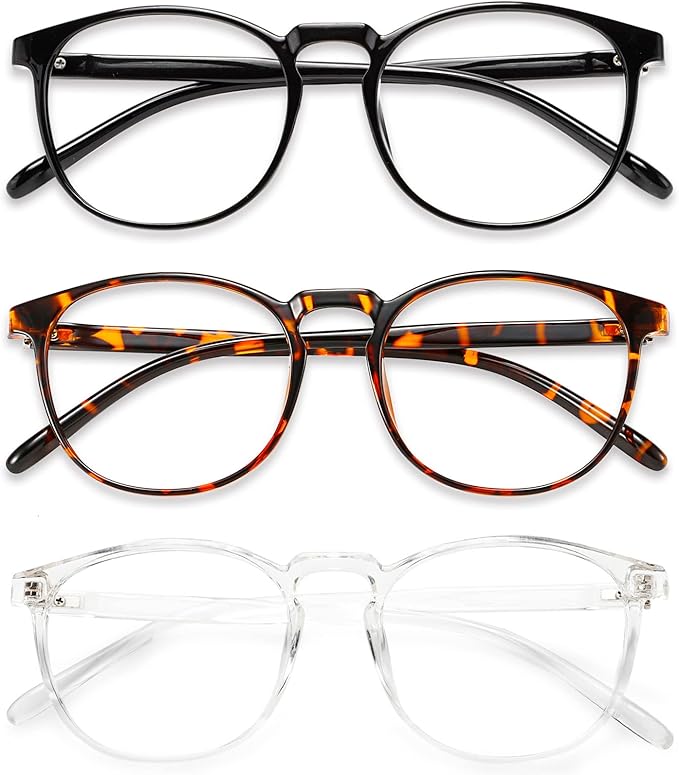 Przene 3 Pack Blue Light Blocking Glasses Women/Men,Retro Round Computer Glasses Anti Eye Strain/UV/Glare, Gaming Glasses....