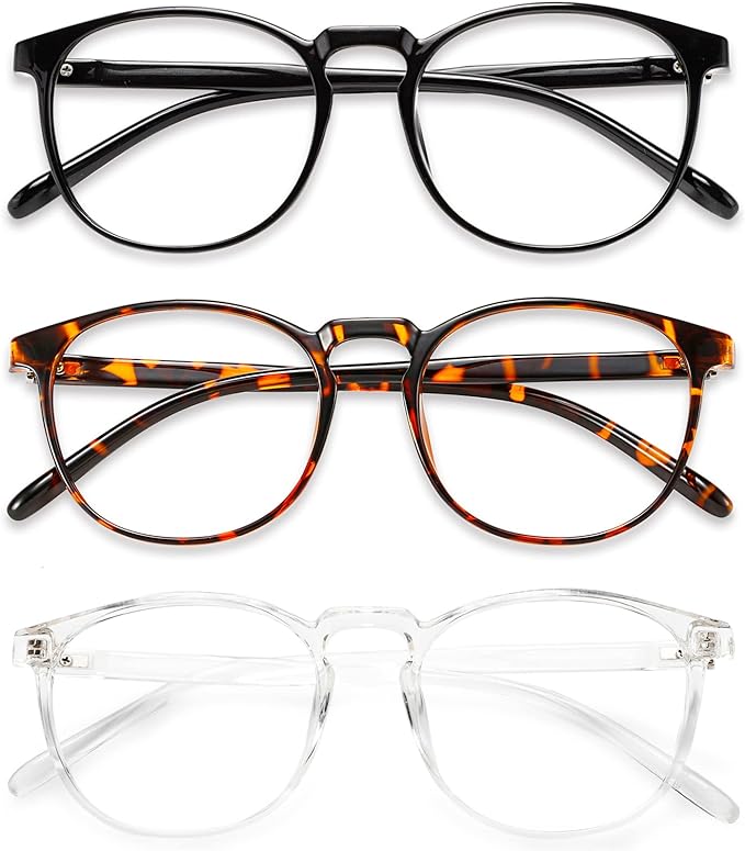 Przene 3 Pack Blue Light Blocking Glasses Women/Men,Retro Round Computer Glasses Anti Eye Strain/UV/Glare, Gaming Glasses....