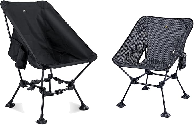 iClimb 1 Anti-Sink Large Feet Chair and 1 Two-Heights Light Compact Anti-Sinking Chair, Ultralight Compact for Adults Outd...