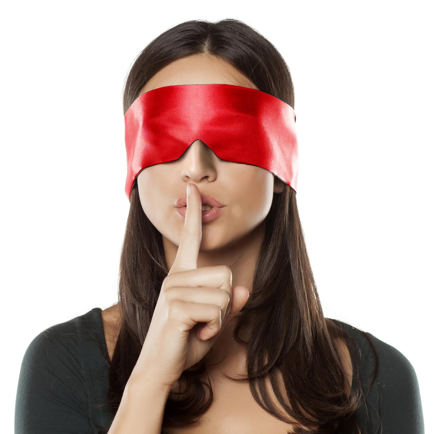 FRESHME Satin Eye Mask Sleeping - Adjustable Eye Shade Soft and Comfortable Satin Eye Blinder Cover for Women Men Night Travel Nap Meditation Valentine's Day Gift 160cm/63in Black and Red
